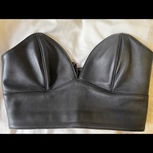 black leather bustier style top